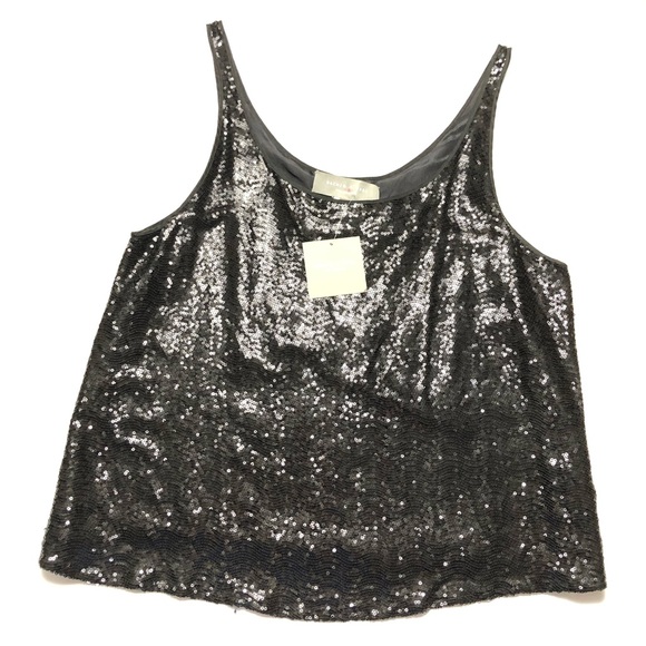 Sachin + Babi Tops - Sachin + Babi Aria Sequin Tank Top in Black